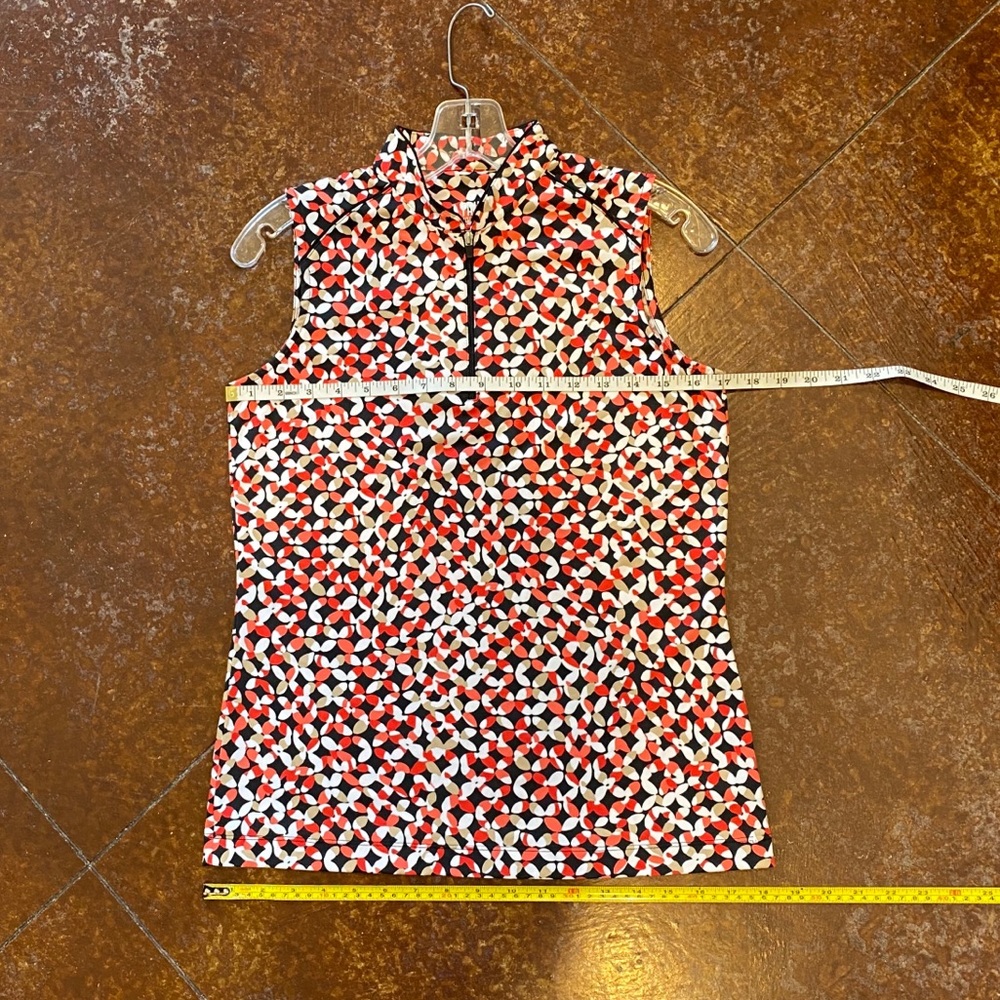 TAIL White Label Sleeveless 1/4 Zip Top Orange/Black pattern - Picture 4 of 11